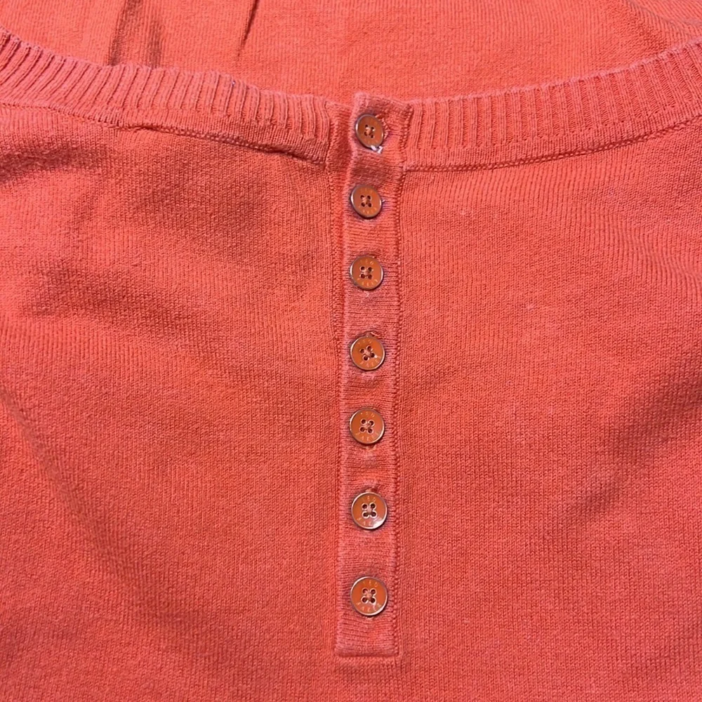 Ted Baker Crewneck Pullover with Felted Short Sleeves and Back Button Detail